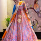 Rajwada Multi Silk Blend Printed Gown with Dupatta For Women