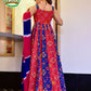 Rajwada Multi Silk Blend Printed Gown with Dupatta For Women
