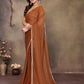 Rajwada Brown Georgette Plain Saree With Unstitched Blouse For Women