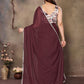 Rajwada Maroon Georgette Plain Saree With Unstitched Blouse For Women