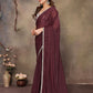Rajwada Maroon Georgette Plain Saree With Unstitched Blouse For Women