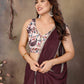 Rajwada Maroon Georgette Plain Saree With Unstitched Blouse For Women