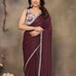 Rajwada Maroon Georgette Plain Saree With Unstitched Blouse For Women