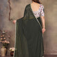 Rajwada Dark Green Georgette Plain Saree With Unstitched Blouse For Women