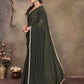 Rajwada Dark Green Georgette Plain Saree With Unstitched Blouse For Women