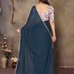 Rajwada Teal Blue Georgette Plain Saree With Unstitched Blouse For Women