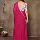Rajwada Pink Georgette Plain Saree With Unstitched Blouse For Women