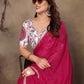 Rajwada Pink Georgette Plain Saree With Unstitched Blouse For Women