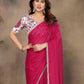 Rajwada Pink Georgette Plain Saree With Unstitched Blouse For Women