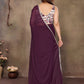 Rajwada Wine Georgette Plain Saree With Unstitched Blouse For Women