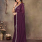 Rajwada Wine Georgette Plain Saree With Unstitched Blouse For Women
