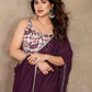 Rajwada Wine Georgette Plain Saree With Unstitched Blouse For Women