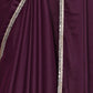 Rajwada Wine Georgette Plain Saree With Unstitched Blouse For Women