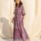 Rajwada Violet Silk Printed Stitched Indo Western Kaftan For Women