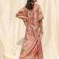 Rajwada Beige Silk Printed Stitched Indo Western Kaftan For Women