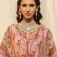 Rajwada Beige Silk Printed Stitched Indo Western Kaftan For Women