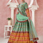 Rajwada Sea Green Silk Printed Stitched Gown For Women