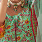 Rajwada Sea Green Silk Printed Stitched Gown For Women