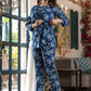Rajwada Blue Satin Printed Co Ord Set for Women