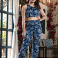 Rajwada Blue Satin Printed Co Ord Set for Women