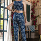 Rajwada Blue Satin Printed Co Ord Set for Women