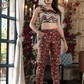 Rajwada Maroon Satin Printed Co Ord Set for Women
