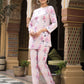 Rajwada Light Pink Muslin Printed Stitched Indo Western Co Ord Set For Women
