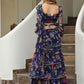 Rajwada Navy Blue Georgette Printed Saree with Stitched Blouse for Women