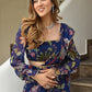 Rajwada Navy Blue Georgette Printed Saree with Stitched Blouse for Women