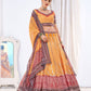 Rajwada Women's Yellow Chinon Semi Stitched Lehenga with Unstitched Blouse