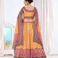 Rajwada Women's Yellow Chinon Semi Stitched Lehenga with Unstitched Blouse