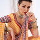 Rajwada Women's Yellow Chinon Semi Stitched Lehenga with Unstitched Blouse
