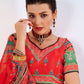 Rajwada Women's Red Chinon Semi Stitched Lehenga with Unstitched Blouse