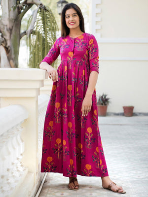 Rajwada Pink Muslin Stitched Gown For Women