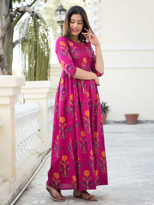 Rajwada Pink Muslin Stitched Gown For Women