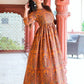 Rajwada Orange Muslin Stitched Gown For Women