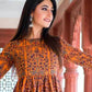 Rajwada Orange Muslin Stitched Gown For Women