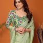 Rajwada Women Green Polyester Solid Saree With Unstitched Blouse