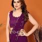 Rajwada Women Purple Georgette Mirror Work Saree With Unstitched Blouse