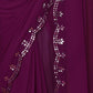 Rajwada Women Purple Georgette Mirror Work Saree With Unstitched Blouse