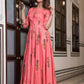 Rajwada Pink Muslin Printed Stitched Gown for Women