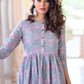 Rajwada Purple Muslin Printed Stitched Gown for Women