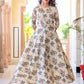 Rajwada Cream Muslin Printed Stitched Gown for Women