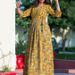 Rajwada Yellow Muslin Printed Stitched Gown for Women