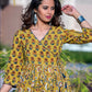 Rajwada Yellow Muslin Printed Stitched Gown for Women