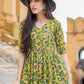 Rajwada Yellow Muslin Printed Stitched Gown for Women