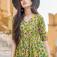 Rajwada Yellow Muslin Printed Stitched Gown for Women