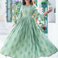 Rajwada Sea Green Muslin Printed Stitched Gown for Women