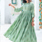 Rajwada Sea Green Muslin Printed Stitched Gown for Women