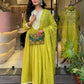 Rajwada Lime Green Cotton Blend Embroidered Kurta Set For Women